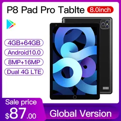 Novo tablet 8.0 "1280x800 android 10.0 comprimidos 4gb ram 64gb rom tablete mtk6788 octa núcleo android tablet duplo 4g lte tablet pc