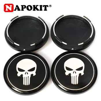 

4Pcs 68MM Aluminum + Resin Skull Logo Black Car Wheel Center Hubcaps Dust Covers Set Wheel Rim Hub Caps Car Styling Accessories
