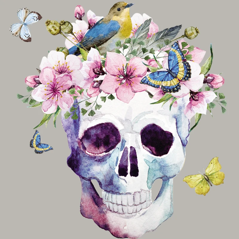 Flower Skulls Patches Diy Thermal Transfer Stripe A-Level Washable Garment Stickers Child Boy Girl T-Shirt Patch | Дом и сад