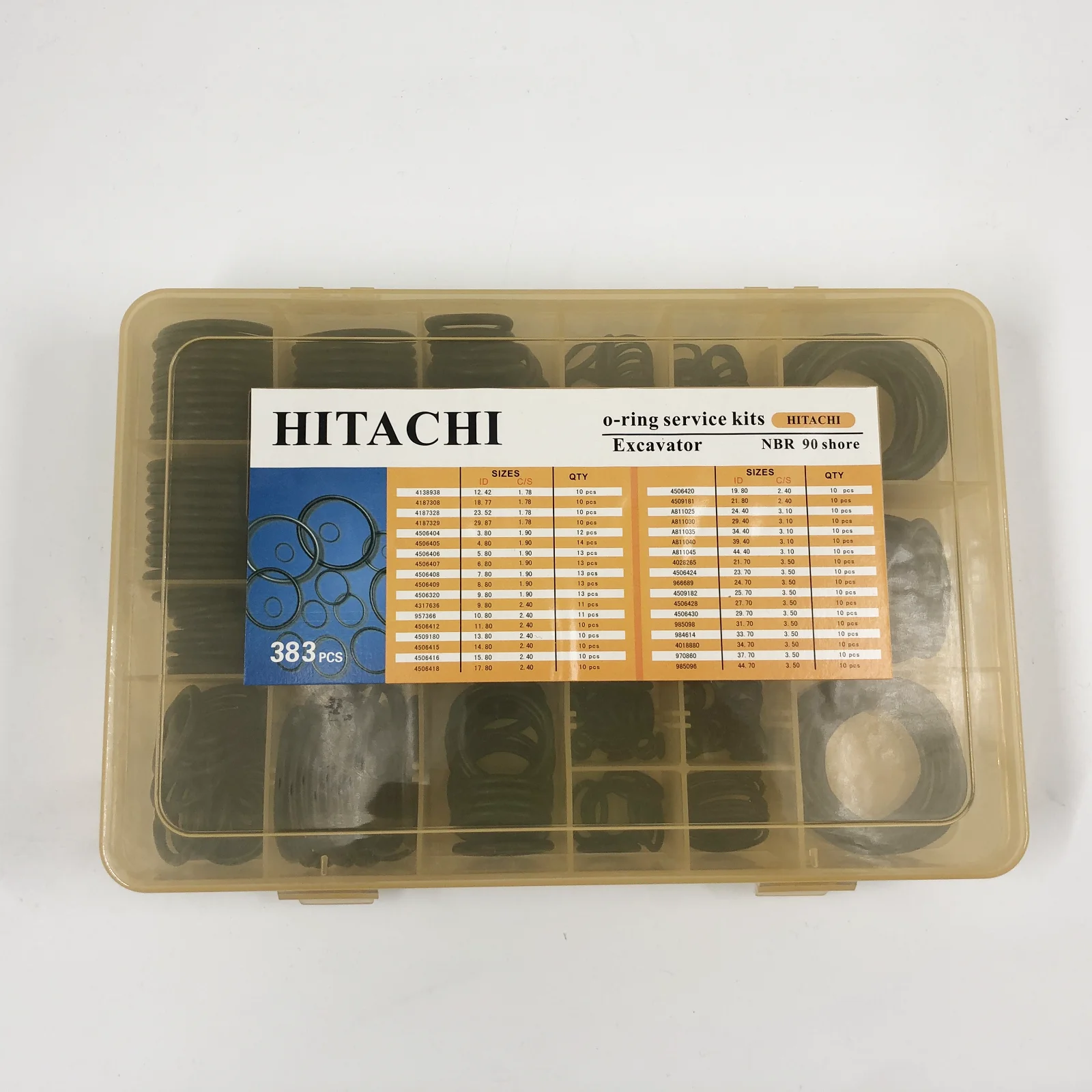 Набор для O-RING 383 шт NBR90 дюро для HITACHI экскаватор NBR90 дюрометр нитрил 90 Шор резиновый уплотнительный O-RING коробка NBR90 O-RING комплект