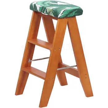 

Imported Solid Wood Creative Folding Stool Indoor Dual-use Ladder Stool Kitchen Stool Portable Stool Home Small Ladder