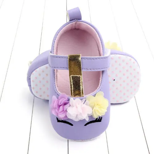 Ma&Baby 0-18M Toddler Baby Girls Flower Unicorn Shoes Newborn PU Leather Shoes Soft Sole Crib Spring Autumn Baby
