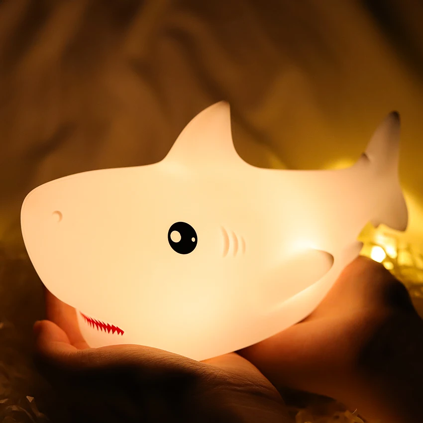 Светодиодный ночник Shark с сенсорным датчиком 7 цветов силиконовый прикроватный