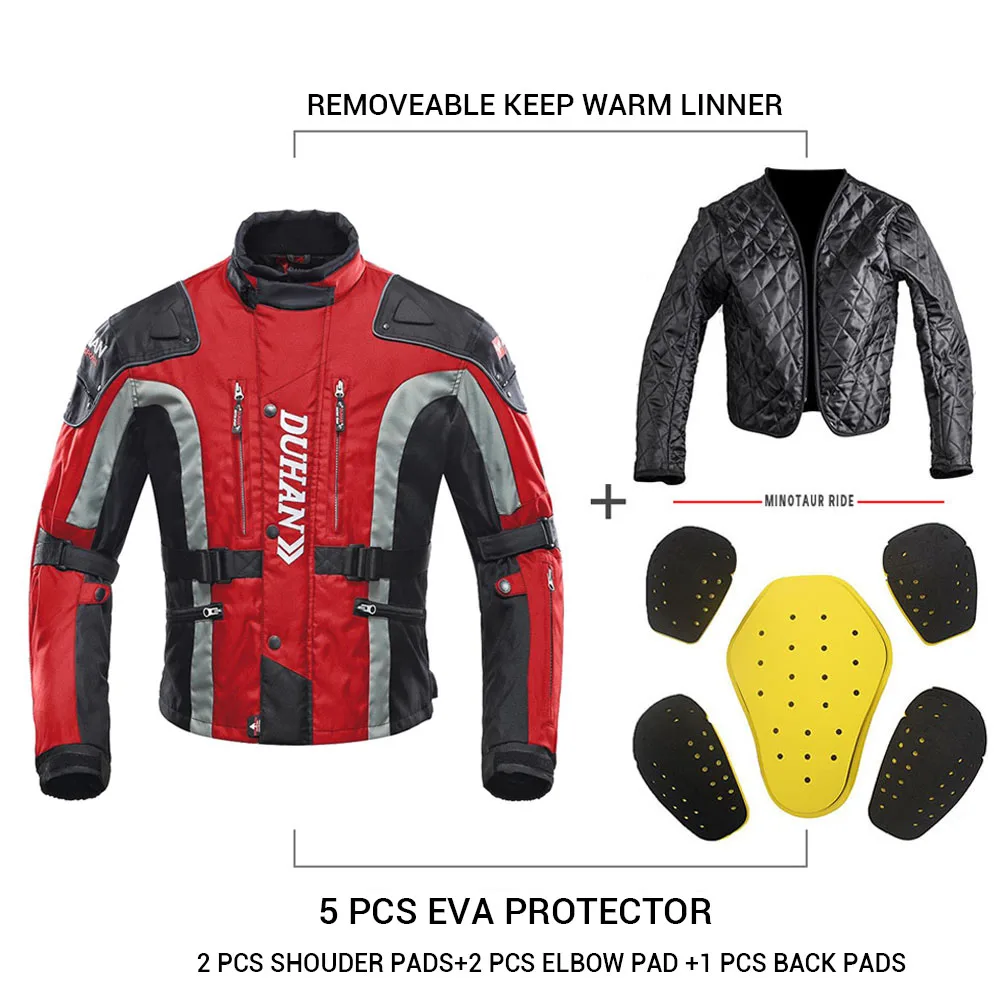 DUHAN Motorcycle Jacket Kits Windproof Protective Gear Jacket + Pants Set Hip Protector Riding Suit Motorcycle Pants Moto