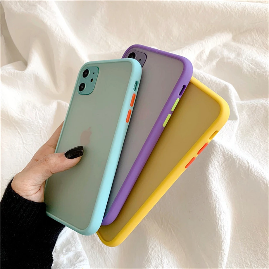 Mint Hybrid Simple Matte Bumper Phone Case For iPhone X XS Max XR 7 8 6 6S Plus 11 12 13 Pro Max Cover Shockproof Silicone Case iphone 11 Pro Max  lifeproof case