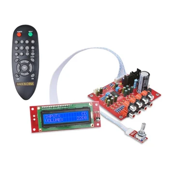 

LC75342 Remote Preamplifier Tone Board LCD Display 4 Way o Input Treble Bass Volume Tone Control for Amplifier Diy