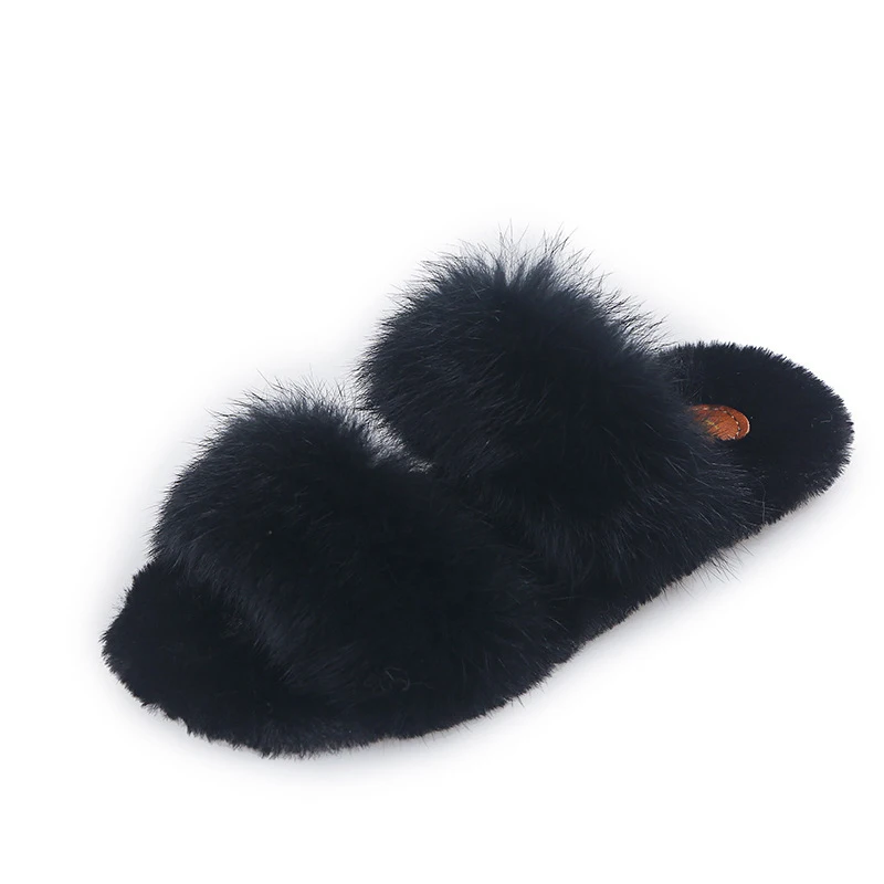 MCCKLE Women House Slippers Ladies Soft Bottom Winter Women's Shoes Short Furry Plush Woman Casual Female Fashion Home Footwear - Цвет: Black-1