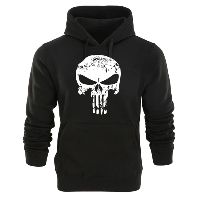 Black skull white A Каратели флисовый пуловер с принтом толстовки для мужчин/женщин Повседневная Уличная толстовка с капюшоном череп Harajuku Мужская модная спортивная одежда - Цвет: Black skull white A