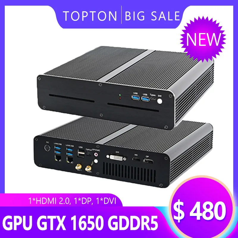 2Lan игровой Мини ПК Intel i7 7820HQ GTX 1650 GDDR5 4 ГБ 2 * DDR4 M.2 NVME настольный компьютер Win10 4K HDMI2.0 DP