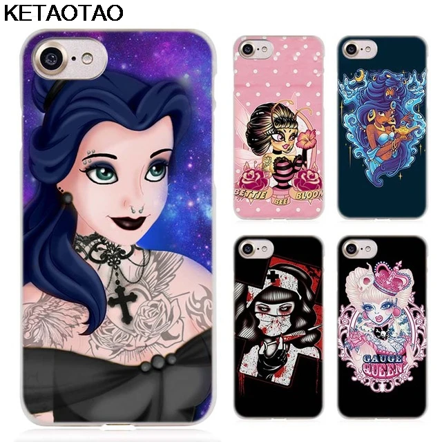 Arsmundi Tattooed princess Alice Ariel Jasmine Phone Cases for iPhone 7 8 Plus X 11 Pro Case Crystal Clear Soft TPU Cover | Мобильные