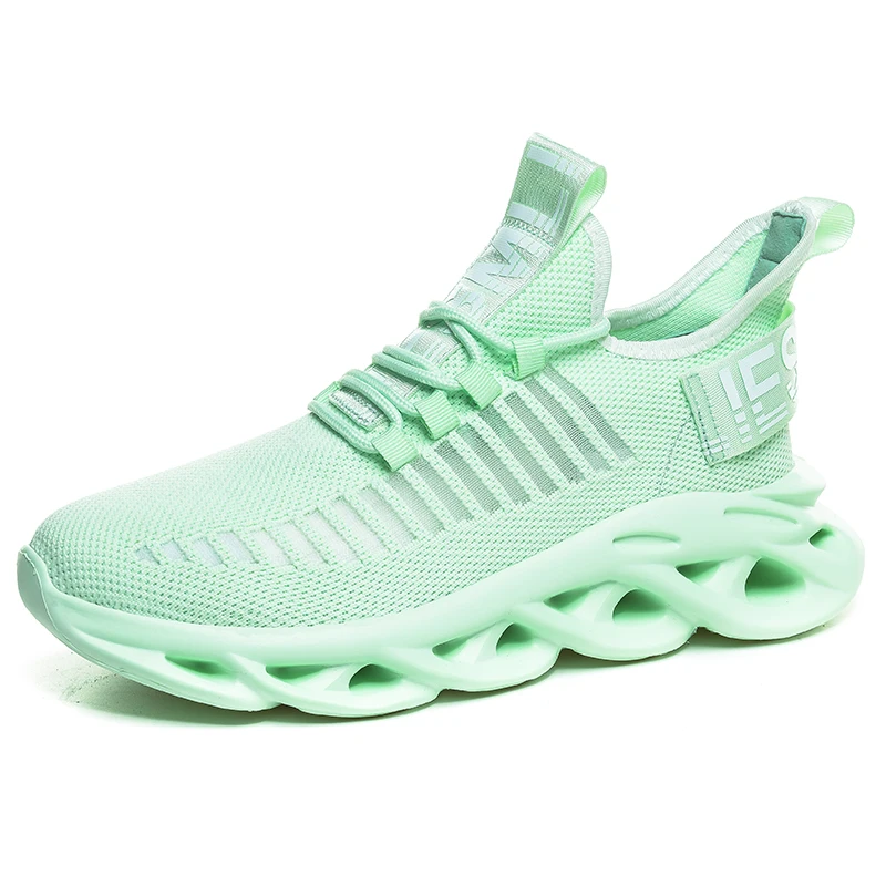 Новинка, мужские летние кроссовки для бега, женские кроссовки для взрослых, удобные спортивные кроссовки на шнуровке для улицы - Цвет: G101-Green
