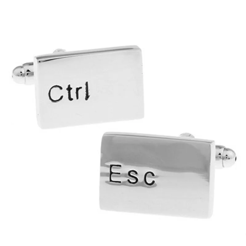 Запонки для компьютерной клавиатуры Esc серебристые запонки с клавишами Ctrl