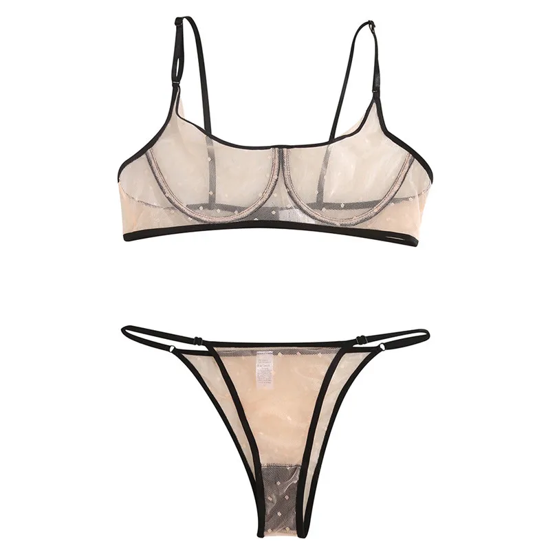 Mesh Erotic Lingerie Set Dot Print Sexy Underwear Bra Briefs Underwear Set Perspective Soutien Gorge Sexy Erotique 30OCT24