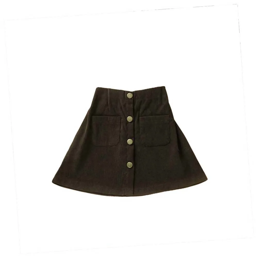 

OPPERIAYA Baby Girls Fashionable Skirts Brocade Polyester Material Mid Waist with Pockets and Buttons for Autumn and Winter