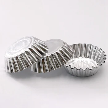 

20 PCS/SET Small Aluminum Portuguese Egg Tart Model Small Cake Mold Chrysanthemum Aluminum Lace Egg Tart Cup