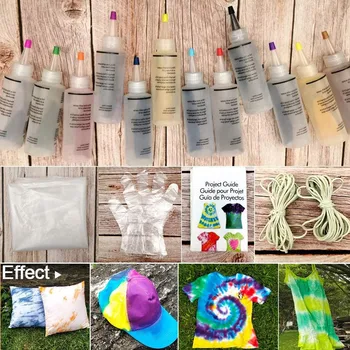 

DIY 18Colors One Step Permanent Paint Making Fabric Textile Decorating Colorful Clothing Tie Dye Kit Pigment Set Painting Tools