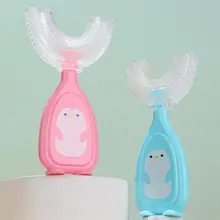 Brosse à dents écologique unisexe en forme de U, poils doux, soins pour bébé, brosse à dents pour tout petits, 1 ensemble