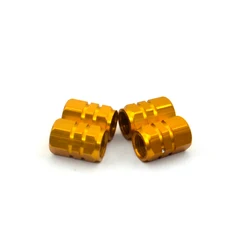 Set of 4 Red Aluminum Alloy Tire Valve Caps - Stylish Wheel Accessories (Gold)