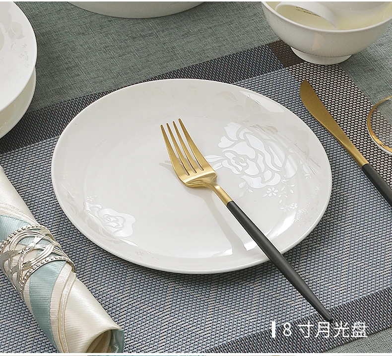 Bone Porcelain Plate Vegetable Plate Household Western Plate Fish Plate Soup Plate Tableware Ceramic Japanese Plate