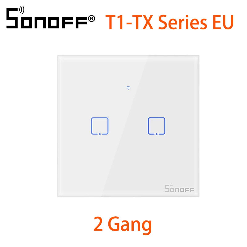 T1EU 2C Интеллектуальный выключатель света SONOFF T1EU UK TX Интеллектуальный переключатель Wi-Fi Сенсорный экран пульт дистанционного управления Вкл/Выкл 1/2/3 433 МГц RF/Голосовое управление/приложение/сенсорный экран Управление 86 Тип умный дом - Комплект: T1EU 2C