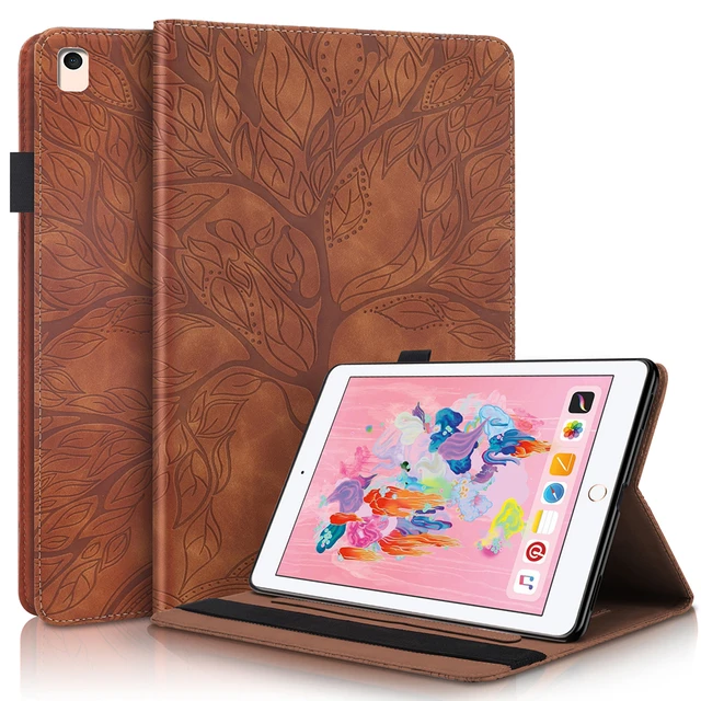 For Apple iPad 10.2 (9th Gen) - Brown Squared Rotating Stand Cover Case  Pouch 