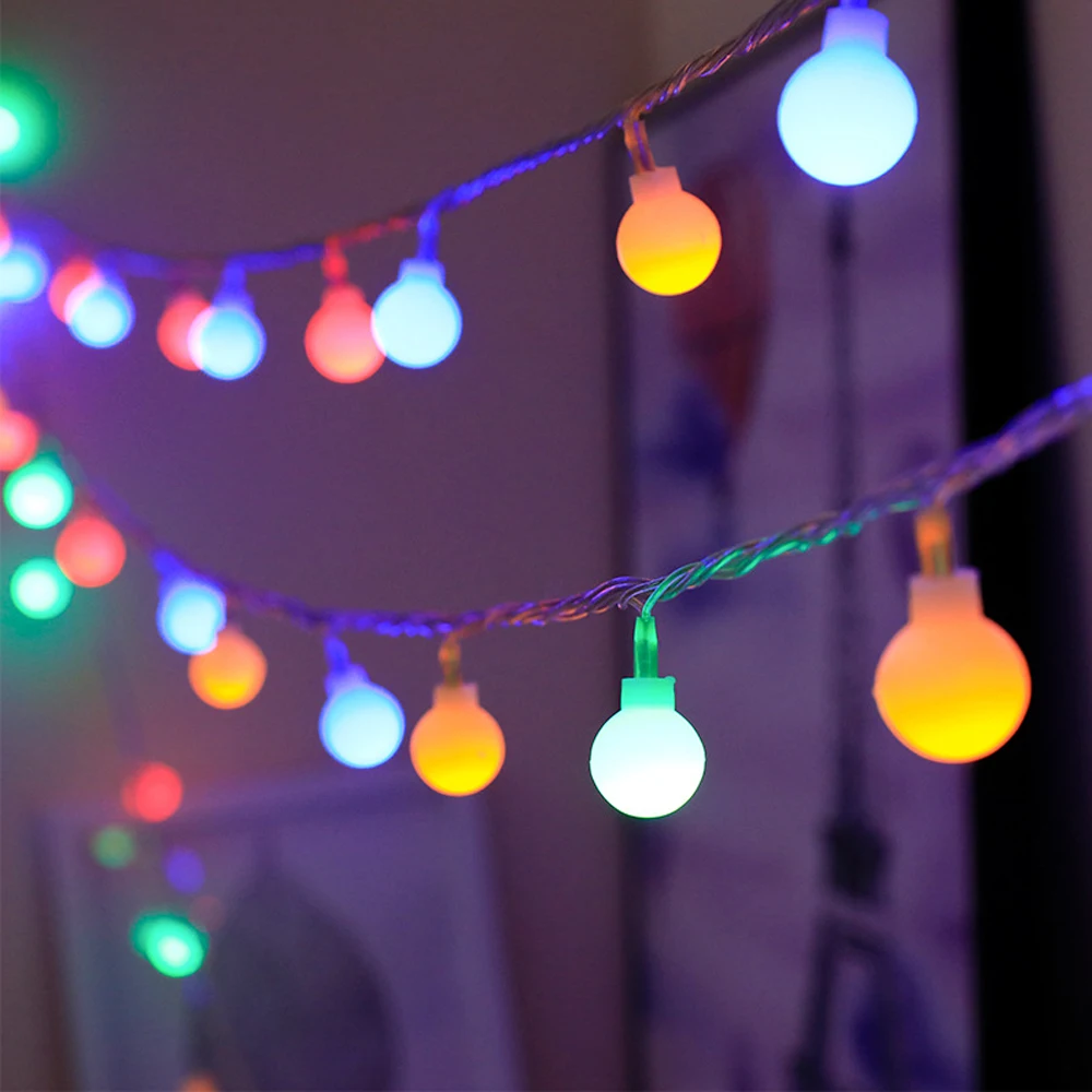 8 Lighting Modes 4 Colors Light for Party and Christmas Tree LEDGLE 50 LED Globe String Light Decorative LED Ball Fairy String Light Glittering Ball Starry String Light 