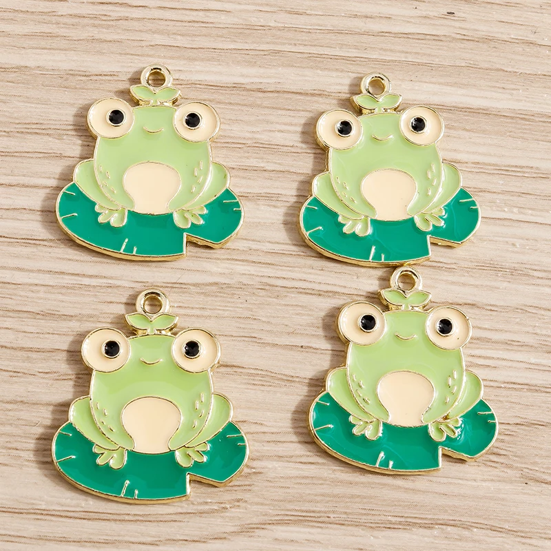 10pcs 22*25mm Cartoon Enamel Animal Frog Charms Pendants for DIY Making Necklaces Earrings Bracelets Handmade Jewelry Findings