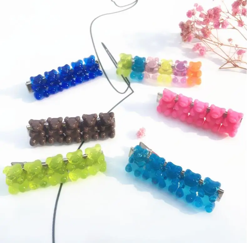 Прекрасный красочный акриловый зажим для волос Gummy Bear заколки для волос для женщин, девушек, детей