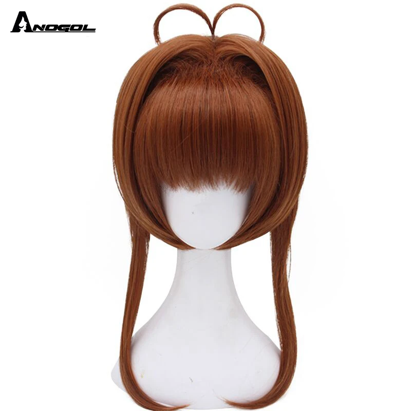 

ANOGOL Brand New Cardcaptor Sakura Card Captor Sakura Kinomoto Brown Gold Blonde Synthetic Wigs For Halloween Girls Role Play