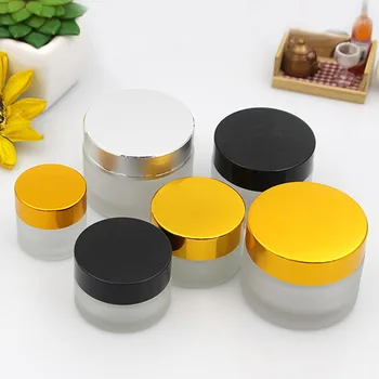 

10pcs 5g/10g/15g/20g/30g/50g Frosted Glass Container Bottle Jar Matte Gasket Pot for Cosmetic Face Cream Lip Balm Sample Storage