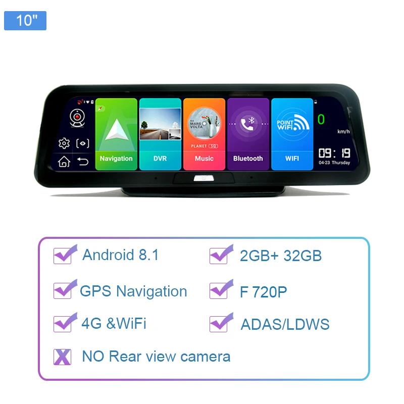 10 Inch Car GPS navigation 4G ADAS Android 8.1 Car DVR GPS WiFi Dash Camera 1080P Dual Lens Auto Recorder Navigation truck navigation Vehicle GPS Systems