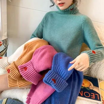 

new thickened and loose love in autumn and winter 2019 with pullover in foreign air solid color bottoming blouse women