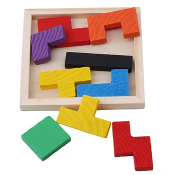 

Children Puzzles Toys Wooden Tetris Game Toy Jigsaw Puzzle Toys Wood Tangram Brain-Teaser Puzzle Preschool Kids Educational Toy