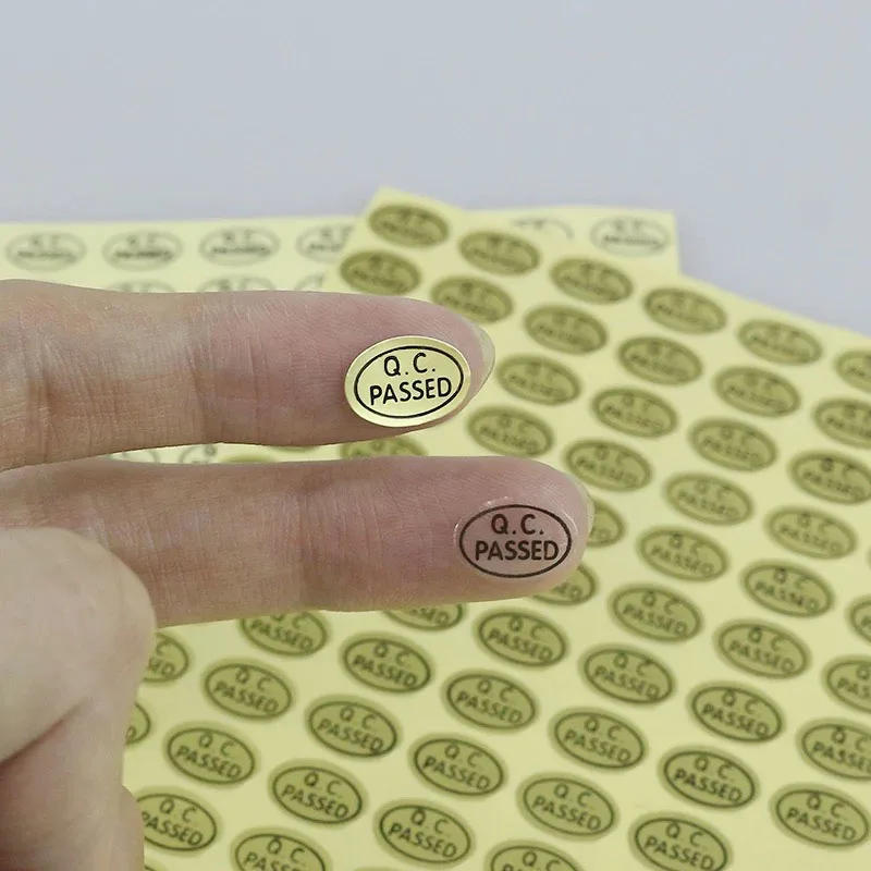 2700pcs/lot Gold/Clear 9x13mm Oval Paper Warranty Label QC Adhesive Label Sticker Sticker QC PASSED Stickers