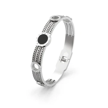 

New Arrival Stainless Steel Bangles Round Tri-Color Roman Numerals Bracelet For Women Bijoux Femme Cute/Romantic Jewelry