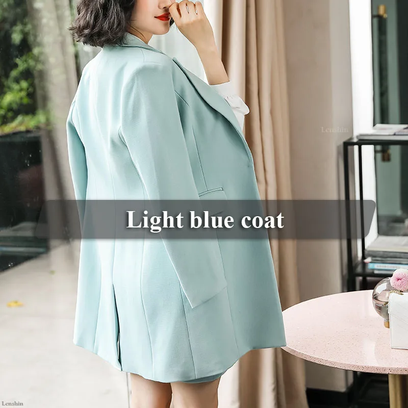 Light blue coat Lenshin, женское длинное пальто ярких цветов, простая верхняя одежда, куртки с карманами, модный стиль, Офисная Женская зимняя одежда - Цвет: Light blue coat