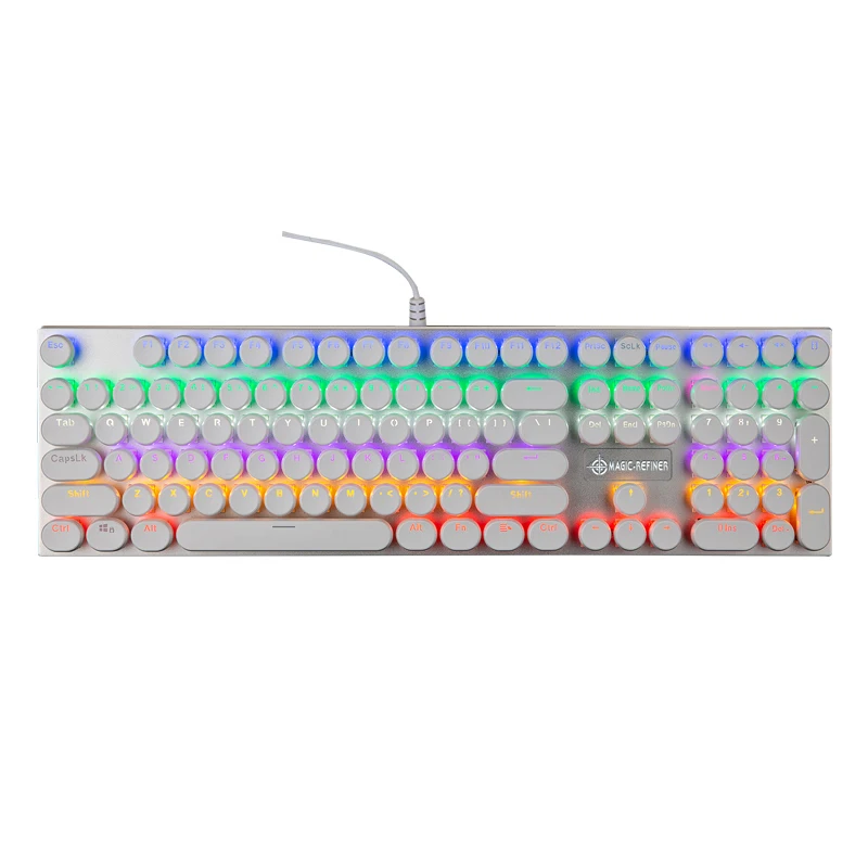 Механическая клавиатура 1505 RGB в стиле ретро круглые подвесные клавиши 108 игровая