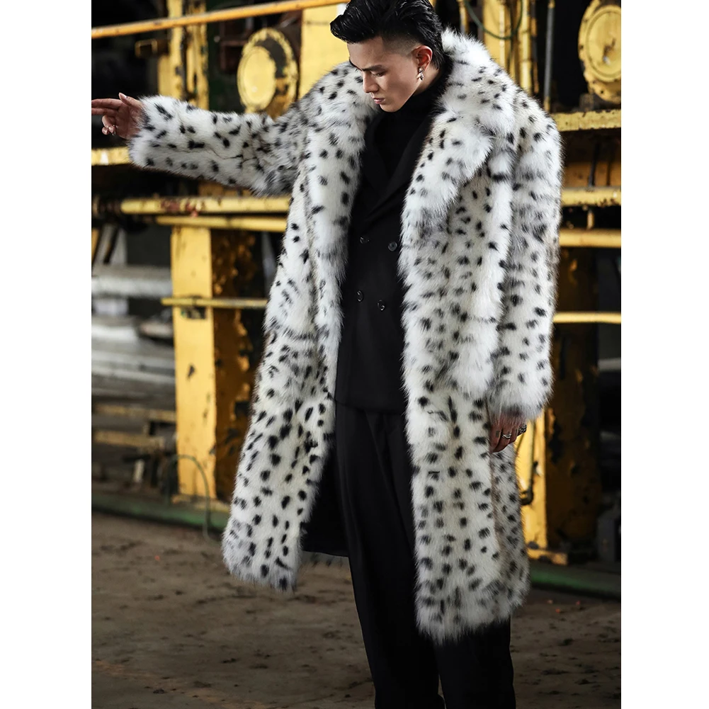 2019 New Mens Fox Fur Coat Fashion Long Fur Jacket Suit Collar