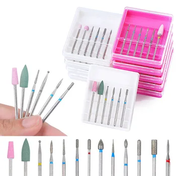 

6pcs Ceramic Diamond Nail Drill Bit Set Manicure Milling Cutter Rotary Burr Clean Bits Electric Machine Nail Files Accessories