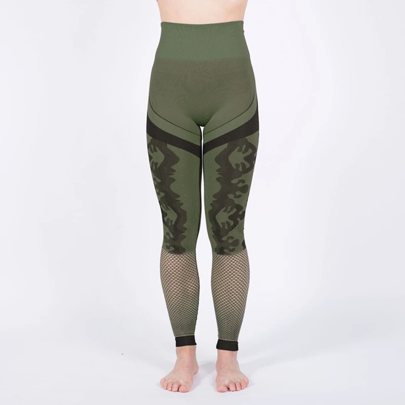 Camouflage Sports Leggings High Waist Yoga Pants for Women Fitness Workout Seamless Leggins Elastic Mesh Gym Push Up Tights