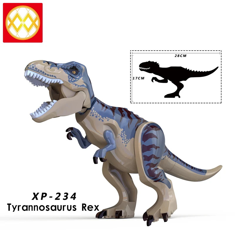 Velociraptor тираннозавр рекс дилофозавр птеранодон мир Юрского периода Динозавр строительные блоки детские игрушки L027 - Цвет: Светло-серый