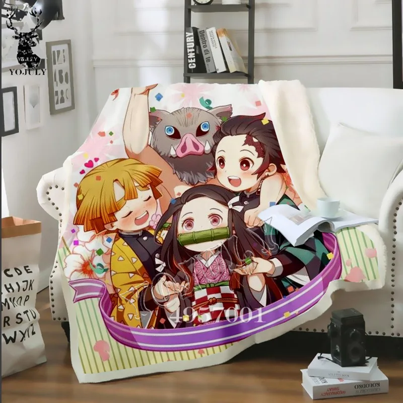 Тонкое покрывало с 3D принтом аниме Kimetsu No Yaiba одеяло в стиле Харадзюку кровать для