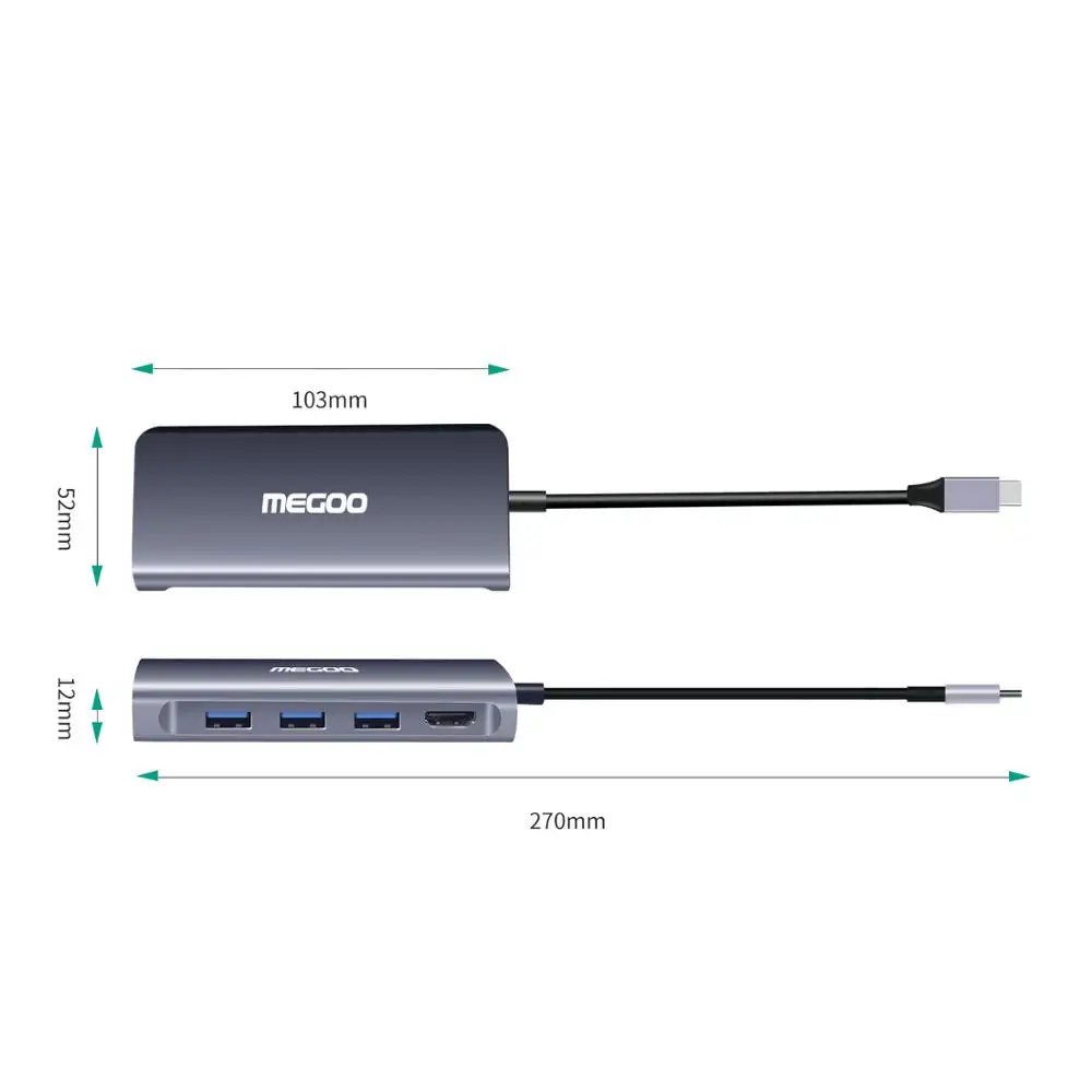 Megoo 8 в 1 USB C док-станция для ноутбука Тип C к VGA/HDMI/Ethernet/USB3.0/PD зарядная док-станция для поверхности Go/Mac Pro