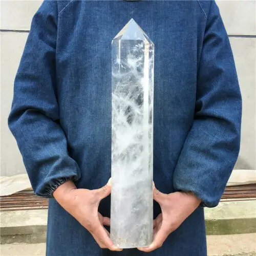 

Very long natural transparent quartz crystal Obelisk point healing wand