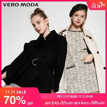 

Vero Moda New Short Cinched Waist 70% Wool Woolen Overcoat | 319327534