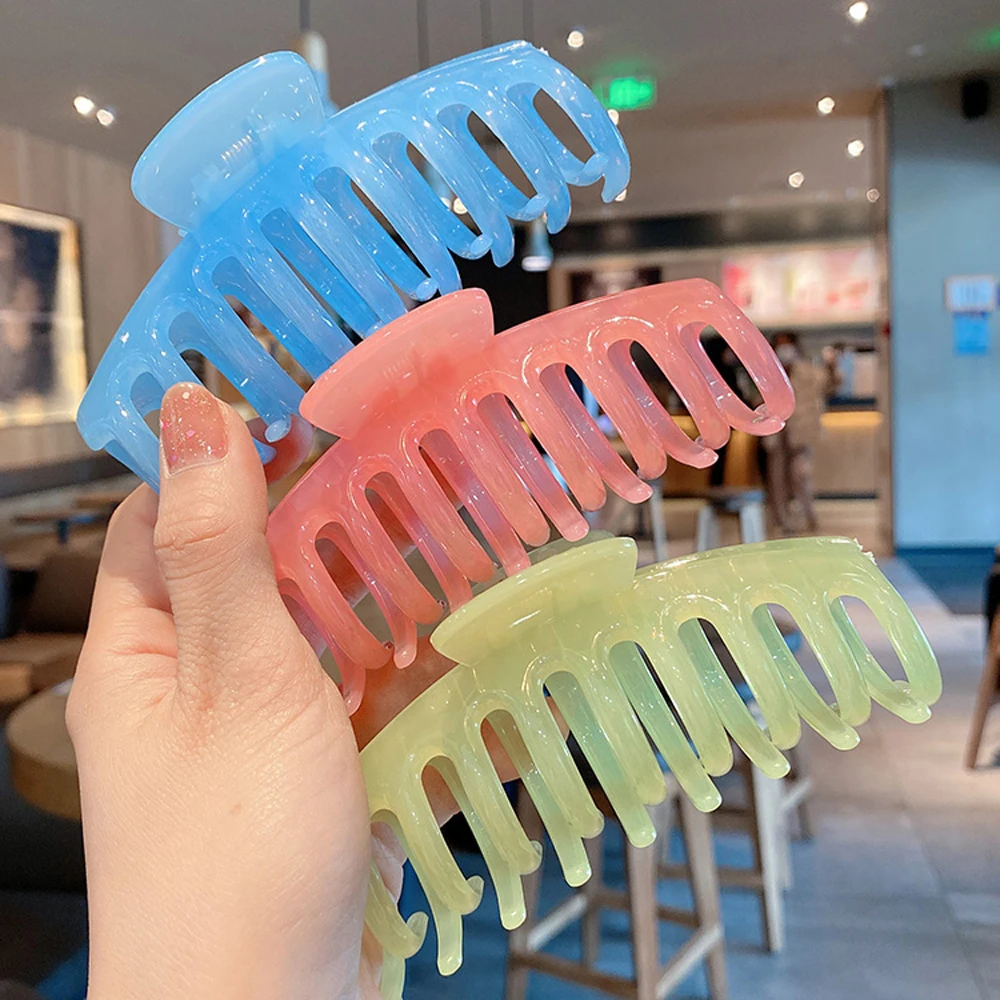 

1Pc Solid Big Hair Claws Tough Colorful Plastic Hair Clips Hairpins Barrette Headwear for Women Girls Hair Accessories