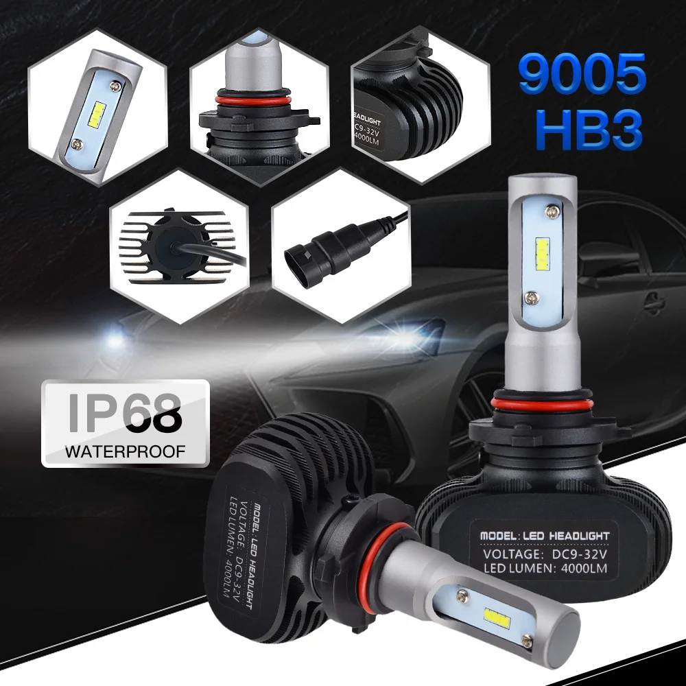 NICECNC 9005 9006 HB3 HB4 CSP светодиодный автомобилей головной светильник лампочка(подол короче спереди и длиннее сзади) луч 50 Вт 8000LM 6500 к авто светильник 12v 24v