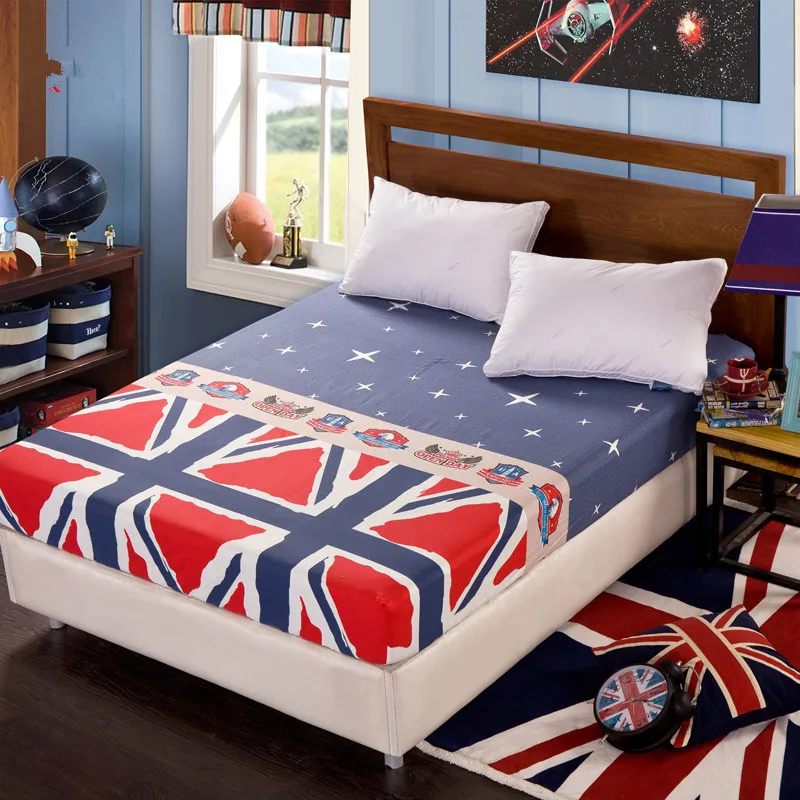 

British style fitted sheet 100% cotton Elastic fitted sheet +2pillowcase mattress cover summer bed sheet cushion cover 3pcs/set