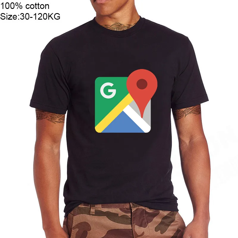 2020 New Arrival TShirts google maps logo Men funny Stylish Fit Short Sleeve Summer T Shirts Family Plus Size crew neck T-shirts | Мужская