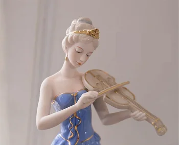 

Porcelain Violin Playing Girl Sculpture Ceramic Character Art and Craft Ornament Accessories Ceramic & Enamel People Europe